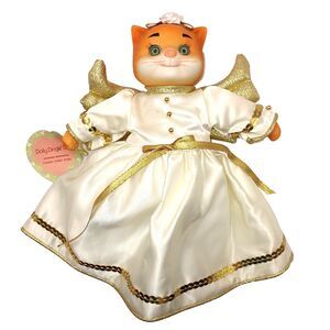 Goebel Dolly Dingle Porcelain Angel Cat Doll Designed by Bette Ball Tag & Stand